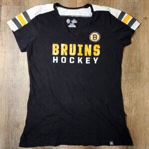 🥅🏒🏅Majestic Boston Bruins NHL Hockey V-Neck T-Shirt-XL